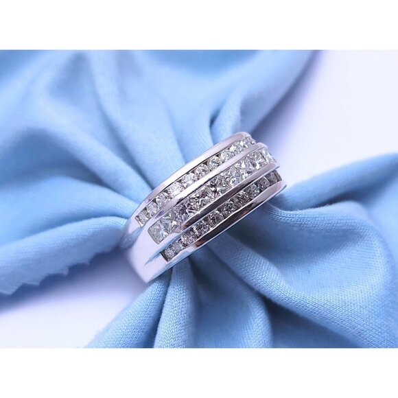 Unique 14K Karat Solid White Gold Designer Diamond Men's Ring Size 11.5 - 2.60ct - Picture 1 of 16